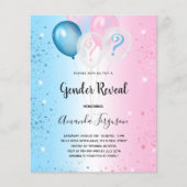 Cadeauonthulling feest roze blauw budget uitnodigi flyer (Voorkant)