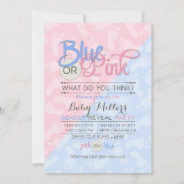 Cadeauonthulling Feestje Roze Blauwe Voetafdruk Kaart