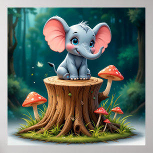 Cadeaupakket met olifantje voor kinderkamer poster