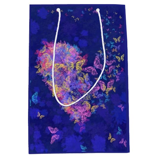 Cadeaupakket met Vlinders Hart Medium Cadeauzakje (Voorkant)