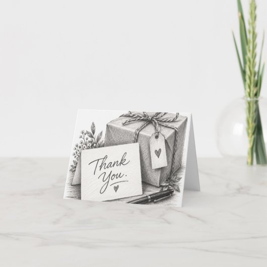 Cadeaupakket Potloodschets Vouwkaart Bedankt (Voorkant)