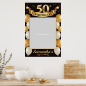 Cadeaupapier 50ste verjaardag Foto prop Frame Goud Poster (Keuken)
