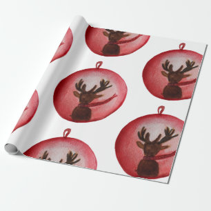 Cadeaupapier Aquarel Herten, Kerstmis