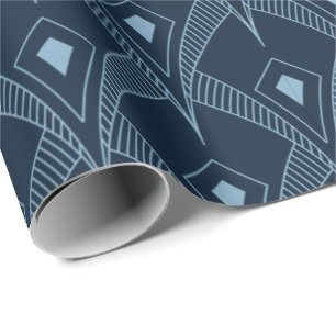 Cadeaupapier - Art Deco Waaiers Ontwerp Blauw