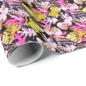 Cadeaupapier : Bladeren Silhouet (roze) (Rol Hoek)