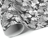 Cadeaupapier : Bladeren Silhouet (wit) (Rol Hoek)