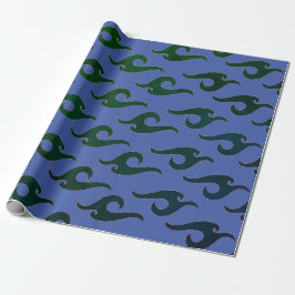 Cadeaupapier BLAUW EN ZWART JAPANSE PATROON