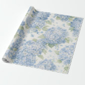 Cadeaupapier | Blauw Hydrangeabloemen Cadeaupapier (Uitgerold)