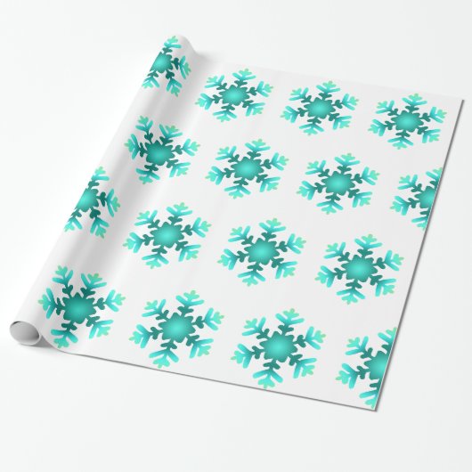 Cadeaupapier Blauw Sneeuwvlokken (Uitgerold)