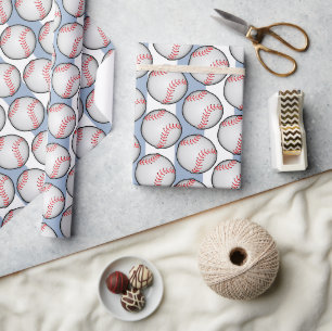 Cadeaupapier Blauw Verjaardag Honkbal