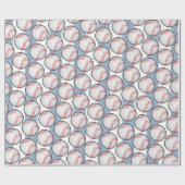 Cadeaupapier Blauw Verjaardag Honkbal (Vlak)