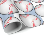 Cadeaupapier Blauw Verjaardag Honkbal (Rol Hoek)