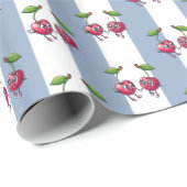 Cadeaupapier Blauw & Wit Streep Kersen (Rol Hoek)
