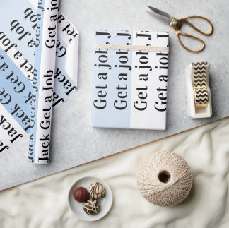 Cadeaupapier Blauw&Wit Streep Zoek een baan Jack