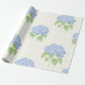 Cadeaupapier | Blauwe Hortensia | Luxe Ivoire Scho (Uitgerold)
