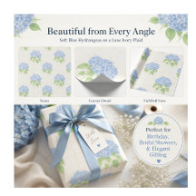 Cadeaupapier | Blauwe Hortensia | Luxe Ivoorkleuri