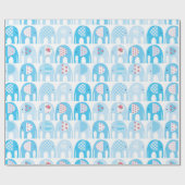 Cadeaupapier - Blauwe Olifanten (Vlak)