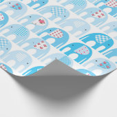 Cadeaupapier - Blauwe Olifanten (Hoek)