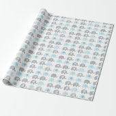 Cadeaupapier - Blauwe Olifanten (Uitgerold)
