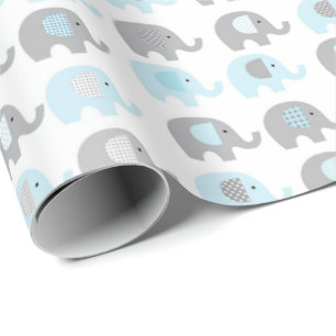 Cadeaupapier - Blauwe Olifanten