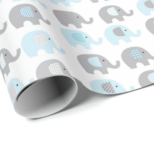 Cadeaupapier - Blauwe Olifanten (Rol Hoek)