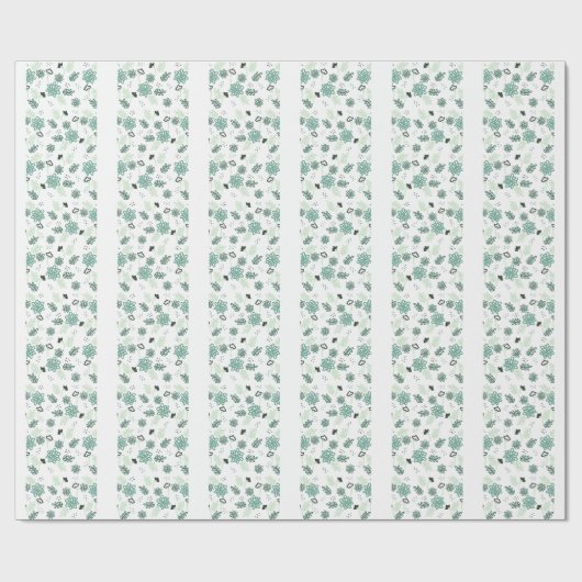 Cadeaupapier Bloemen Blauw Botanisch (Vlak)