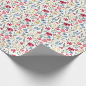 Cadeaupapier - Bloemendesign rood blauw geel (Hoek)