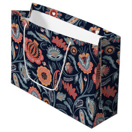 Cadeaupapier - Boho Mooi Bloemig Blauw Groot Cadeauzakje