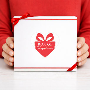 Cadeaupapier “Box of Happiness” Cute Rood Hart Sticker