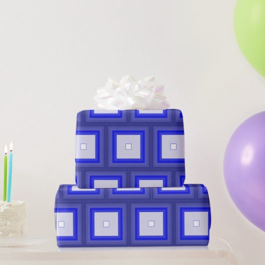 Cadeaupapier - Concentrische Vierkanten in Blauwe (Feestgeschenken)