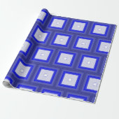 Cadeaupapier - Concentrische Vierkanten in Blauwe (Uitgerold)