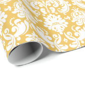 Cadeaupapier | Damask Floral Geel Wit (Rol Hoek)