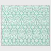 Cadeaupapier | Damask Floral Mint Groen Wit (Vlak)