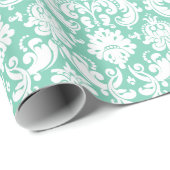Cadeaupapier | Damask Floral Mint Groen Wit (Rol Hoek)