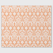 Cadeaupapier | Damask Floral Sinaasappel Wit (Vlak)