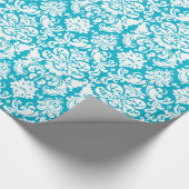 Cadeaupapier | Damask Floral Turquoise White (Hoek)