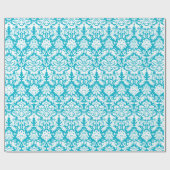 Cadeaupapier | Damask Floral Turquoise White (Vlak)
