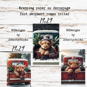 Cadeaupapier Decoupage 3 Highland Koe Set