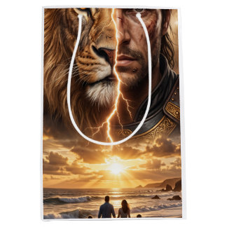 Cadeaupapier Epic Leeuw en Krijger Zonsondergang Medium Cadeauzakje