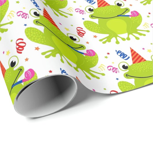 Cadeaupapier - Feestvierende kikker (Rol Hoek)