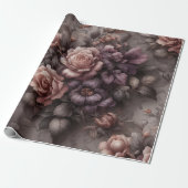 Cadeaupapier Floral Plum Copper Roos (Uitgerold)