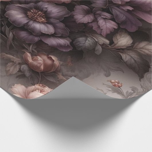 Cadeaupapier Floral Plum Copper Roos (Hoek)