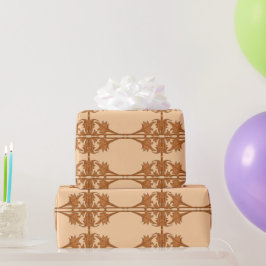 Cadeaupapier - Gebogen bladeren in tegelpatroon