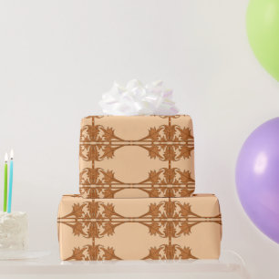 Cadeaupapier - Gebogen bladeren in tegelpatroon