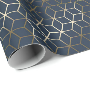 Cadeaupapier - Geometrisch Zilver en Blauw/Grijs