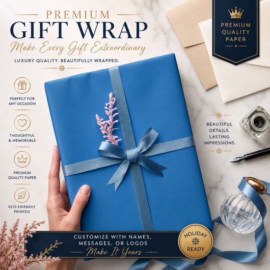 Cadeaupapier | Gepersonaliseerd Blauw Cadeaupapier