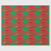 Cadeaupapier Groen/Rood "Retro Prettig Kerstfeest" (Vlak)