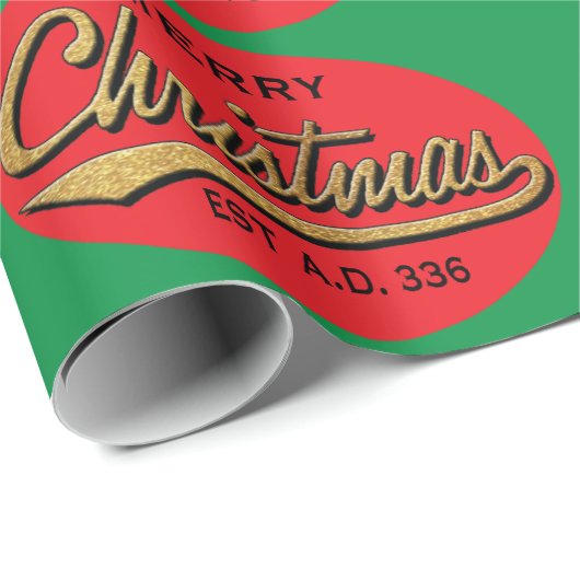 Cadeaupapier Groen/Rood "Retro Prettig Kerstfeest" (Rol Hoek)