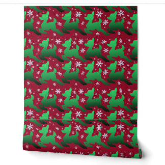 Cadeaupapier Groene Sneeuwvlok Behang