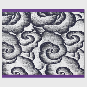 Cadeaupapier JAPANSE WOLKEN PAARSE RAND